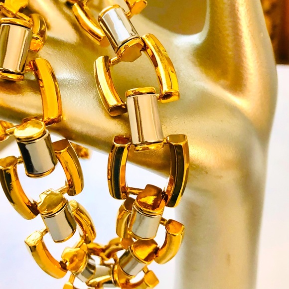 Vintage Ann Taylor Mixed Metal Link Statement Necklace - Picture 2 of 12